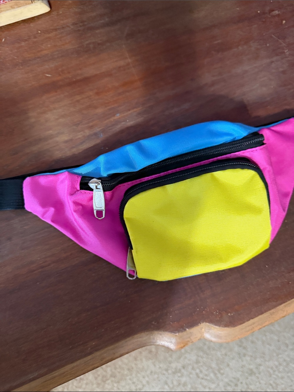 Colorblock Fanny Pack - Pink Blue Yellow
